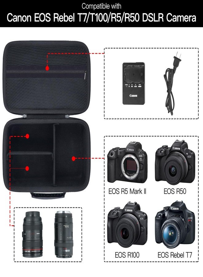 Baval Camera Case Compatible with Canon EOS Rebel T7 / T100 / R50 / R100 / R5 / R6 Mark II / 90D DSLR Camera with 18-55mm Lens,Sony,Nikon DSLR Camera Protective Case with Shoulder Strap (Black Case) - Image 4