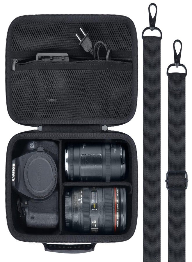 Baval Camera Case Compatible with Canon EOS Rebel T7 / T100 / R50 / R100 / R5 / R6 Mark II / 90D DSLR Camera with 18-55mm Lens,Sony,Nikon DSLR Camera Protective Case with Shoulder Strap (Black Case) - Image 1