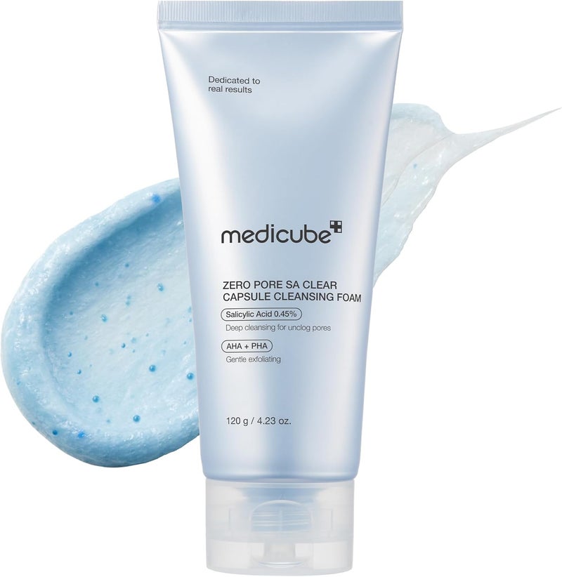 Medicube Zero Pore SA Clear Capsule Cleansing Foam 120g, Deep Pore Cleansing Face Wash with Salicylic Acid 0.45% AHA BHA PHA, Exfoliating Foam Cleanser for Blackheads Sebum Control & Smooth Skin Texture - Image 1