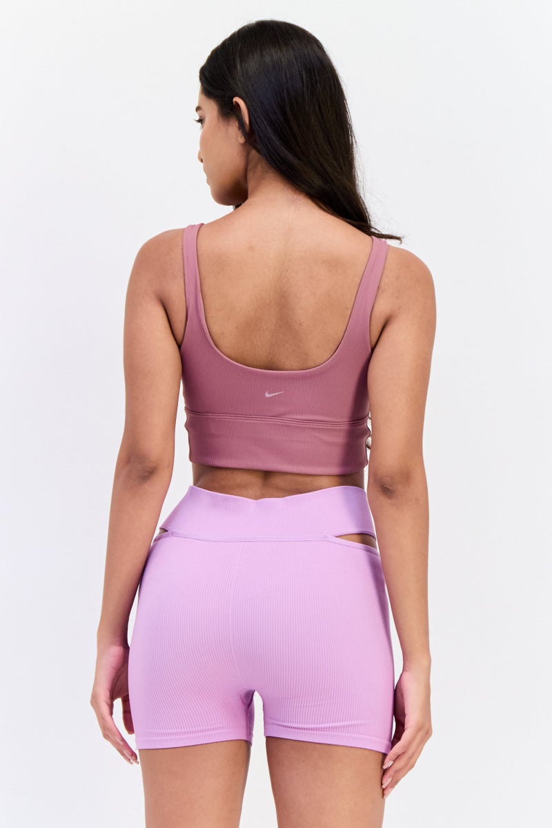 Nike Women Rib Non Padded Sports Bra, Mauve  - Image 4