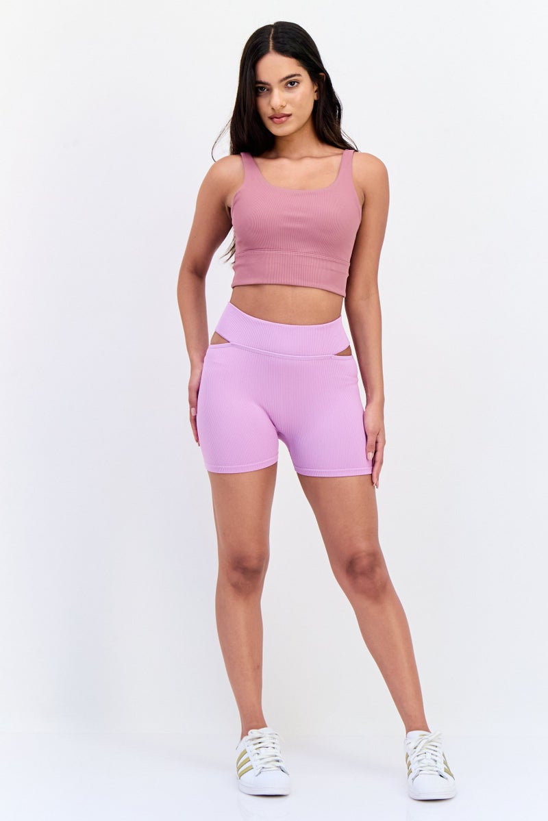 Nike Women Rib Non Padded Sports Bra, Mauve - Image 2