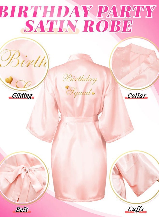 Hicarer 12 Pcs Women's Birthday Party Robes Gold Glitter Queen Squad Kimono Silky Nightgown Satin Bathrobes Dressing Gown (Rose Red, Pink), Rose Red, Pink, M - Image 3