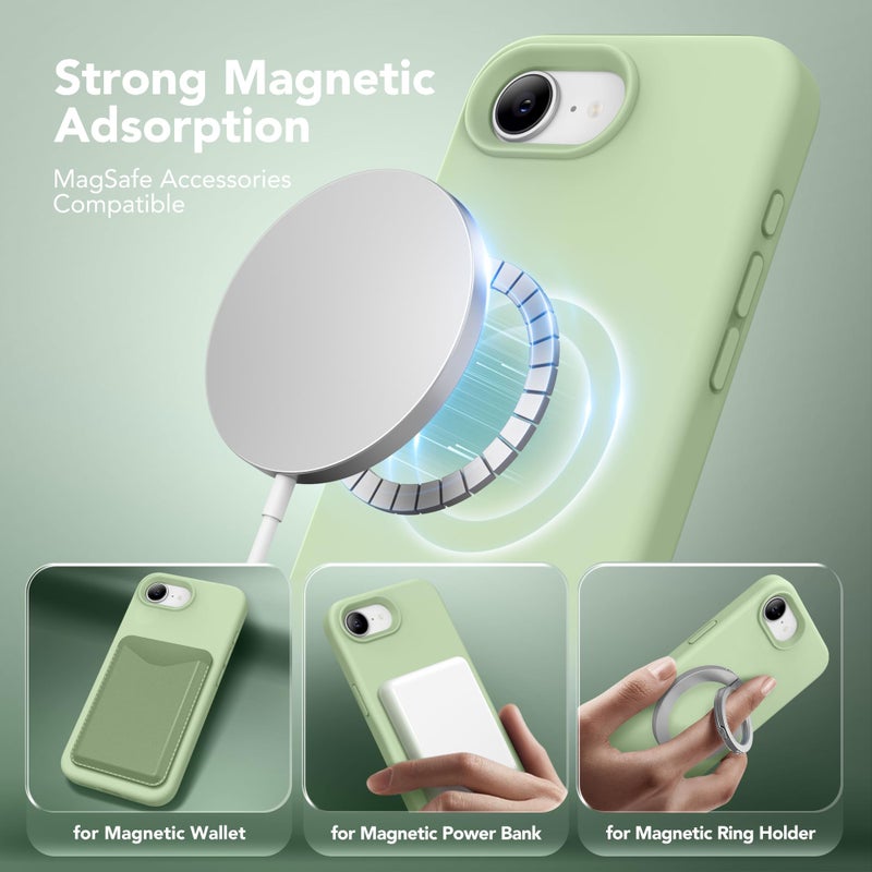 SuydanBox Magnetic for iPhone 17e/iPhone 16e Case, Compatible with MagSafe, [Soft Anti-Scratch Microfiber Lining] Slim Silicone Shockproof Protective Phone Case for iPhone 17e/16e 6.1", Matcha - Image 2