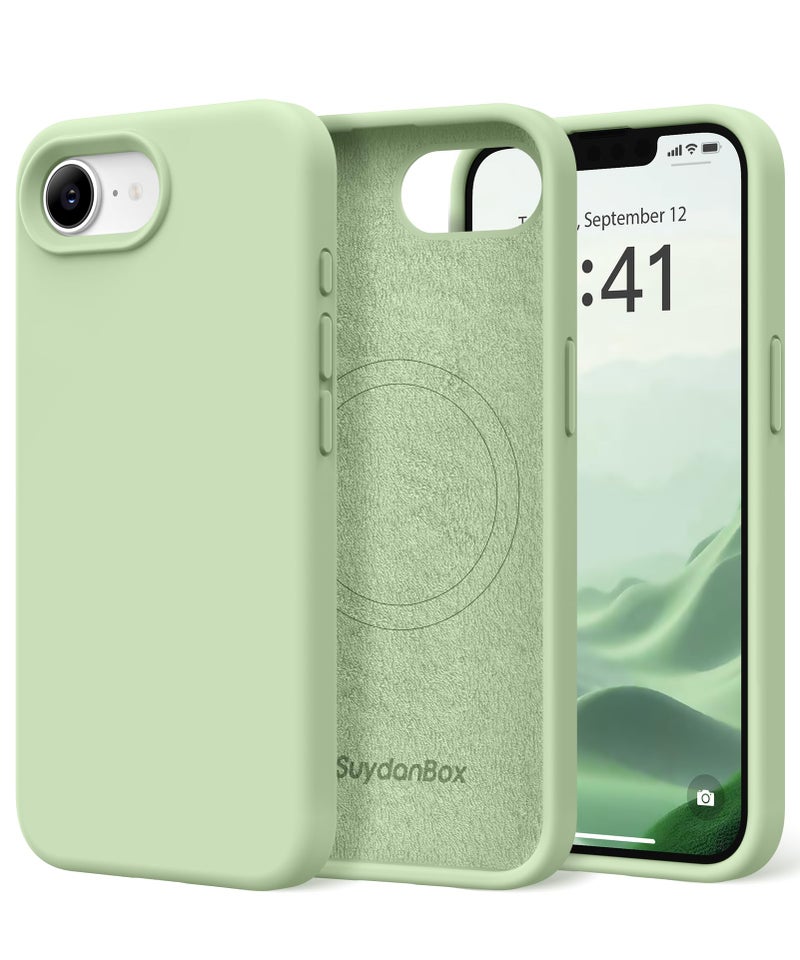 SuydanBox Magnetic for iPhone 17e/iPhone 16e Case, Compatible with MagSafe, [Soft Anti-Scratch Microfiber Lining] Slim Silicone Shockproof Protective Phone Case for iPhone 17e/16e 6.1", Matcha - Image 1