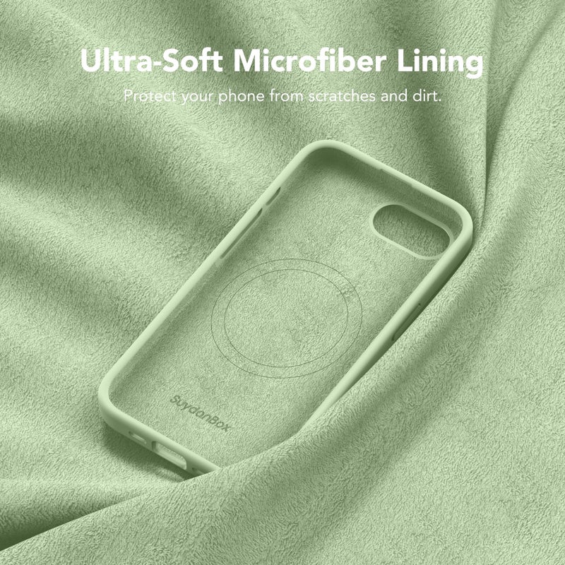 SuydanBox Magnetic for iPhone 17e/iPhone 16e Case, Compatible with MagSafe, [Soft Anti-Scratch Microfiber Lining] Slim Silicone Shockproof Protective Phone Case for iPhone 17e/16e 6.1", Matcha - Image 4