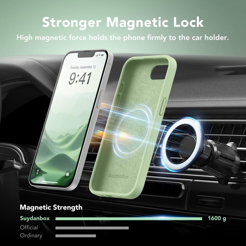 SuydanBox Magnetic for iPhone 17e/iPhone 16e Case, Compatible with MagSafe, [Soft Anti-Scratch Microfiber Lining] Slim Silicone Shockproof Protective Phone Case for iPhone 17e/16e 6.1", Matcha - Image 3