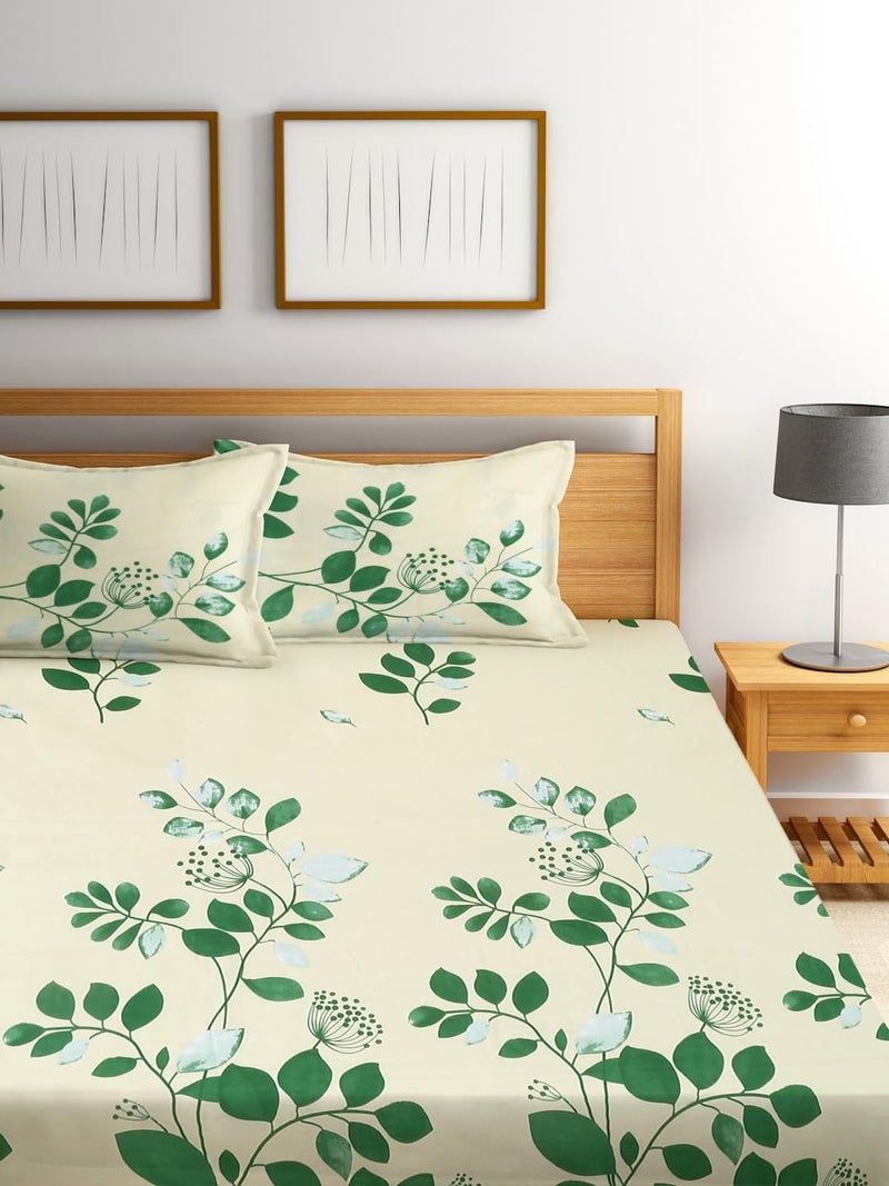 Fashion String 144TC Nature Embrace Lush Green Double Bedsheet with 2 Pillow Covers - Image 2