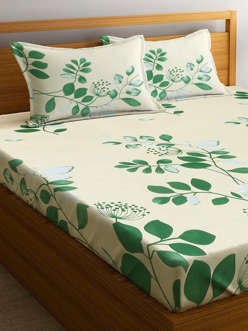 Fashion String 144TC Nature Embrace Lush Green Double Bedsheet with 2 Pillow Covers - Image 3