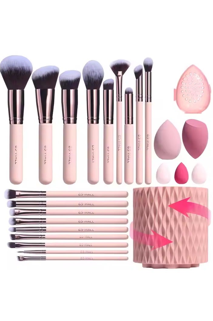 BS Mall BS MALL Makeup Brushes Premium Synthetic Foundation Powder Concealers Eye Shadows Brush Set with sponge & Holder Sponge Case 25 pcs set  - Image 1