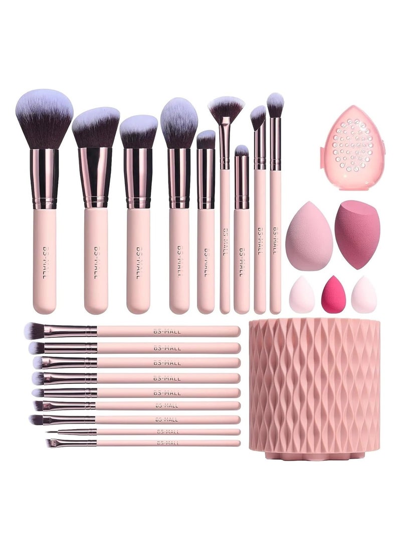 BS Mall BS MALL Makeup Brushes Premium Synthetic Foundation Powder Concealers Eye Shadows Brush Set with sponge & Holder Sponge Case 25 pcs set  - Image 1