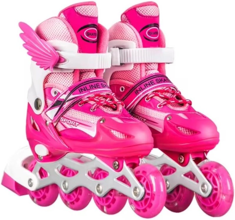 UKR Pink Rollerblades for Girls with Rainbow LED Wheels and Adjustable Size - Image 3