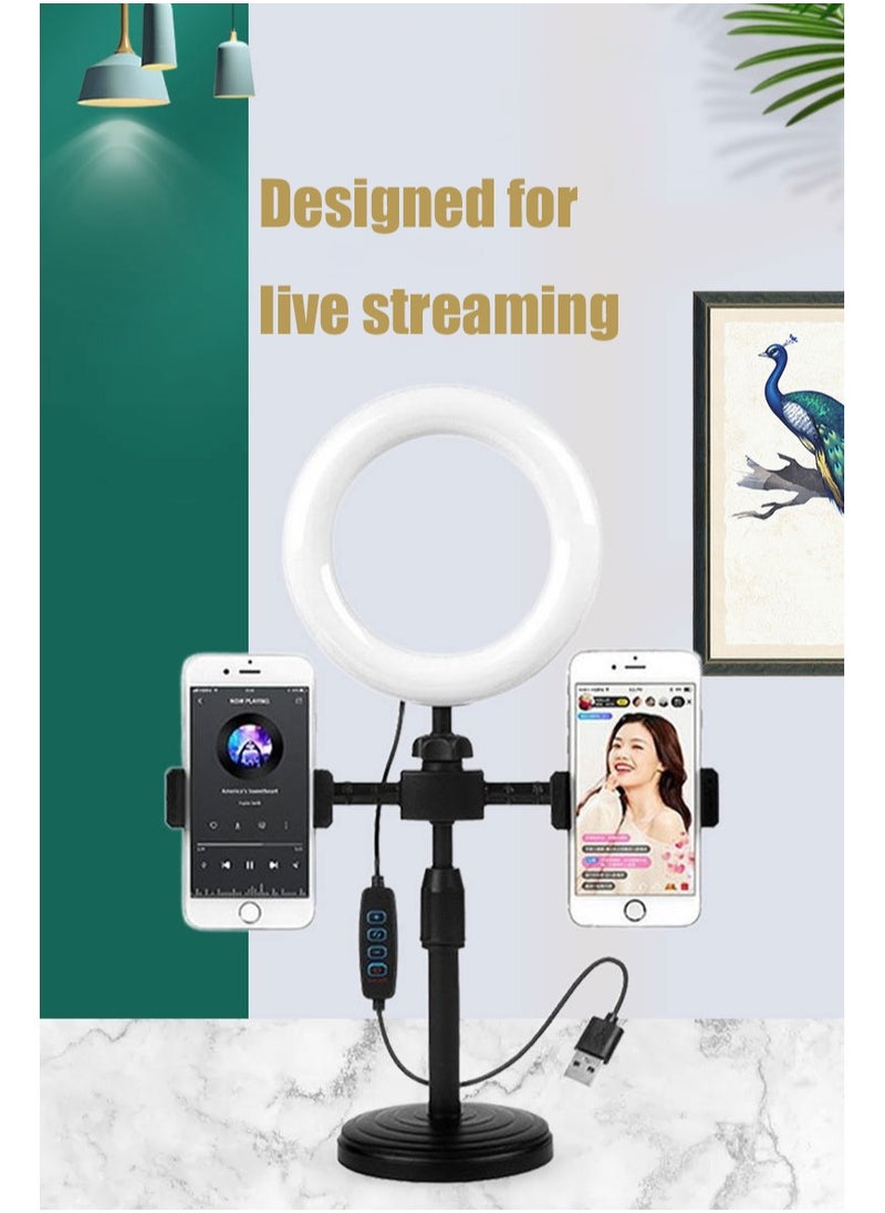 Generic - 6 Inch Selfie Ring Light with Tripod Stand Dimmable Led Camera Ring Light and Phone Holder for Live Stream Makeup YouTube Video Compatible with iPhone Android Remote - Image 1