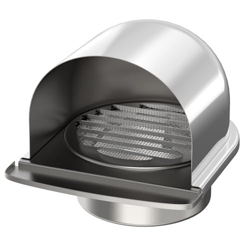 HG Power 4 Inch Wall Vent Cover, HG Power Exhaust Vent with Screen Mesh, Stainless Steel Dryer Vent Cover Outside, U-Shape Air Vent Covers for Outdoor Ventilation System 94mm, Silver - Image 1