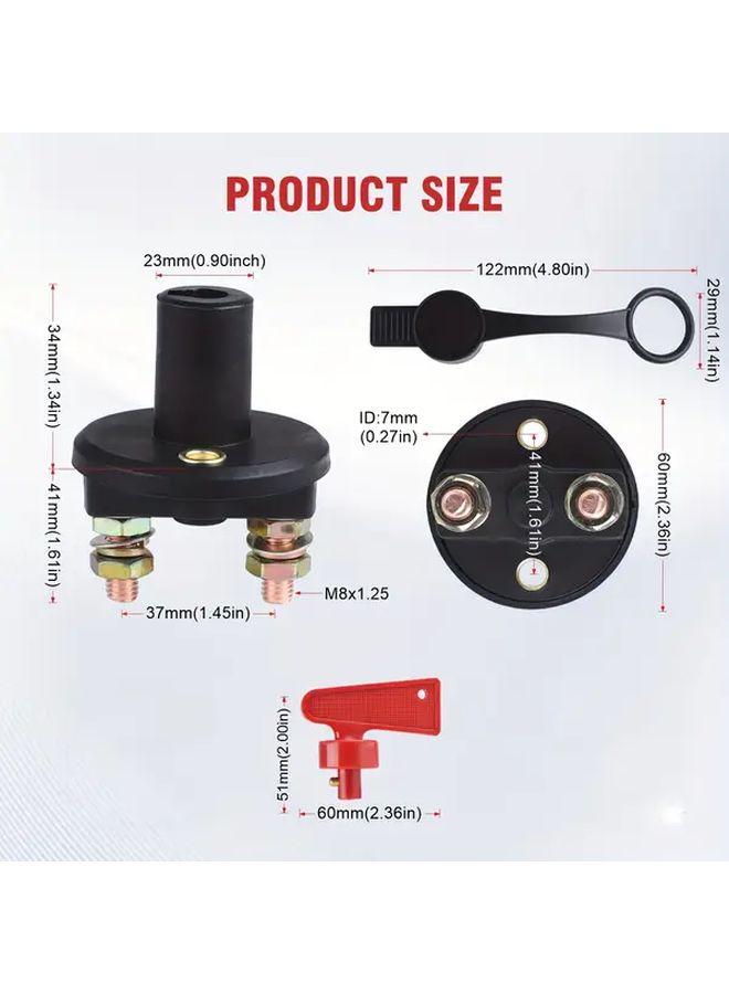 M8 Size Kill Switch Battery Disconnector Isolator 12V 24V Power Cut Off for Car Truck Boat - Image 2