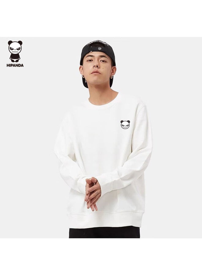 Hipanda Casual Sweatshirt For Men, Autumn Round Neck Pullover Base Layer Long T-shirt, Knitted Loose Fit Sports Trendy Top, White XL - Image 1