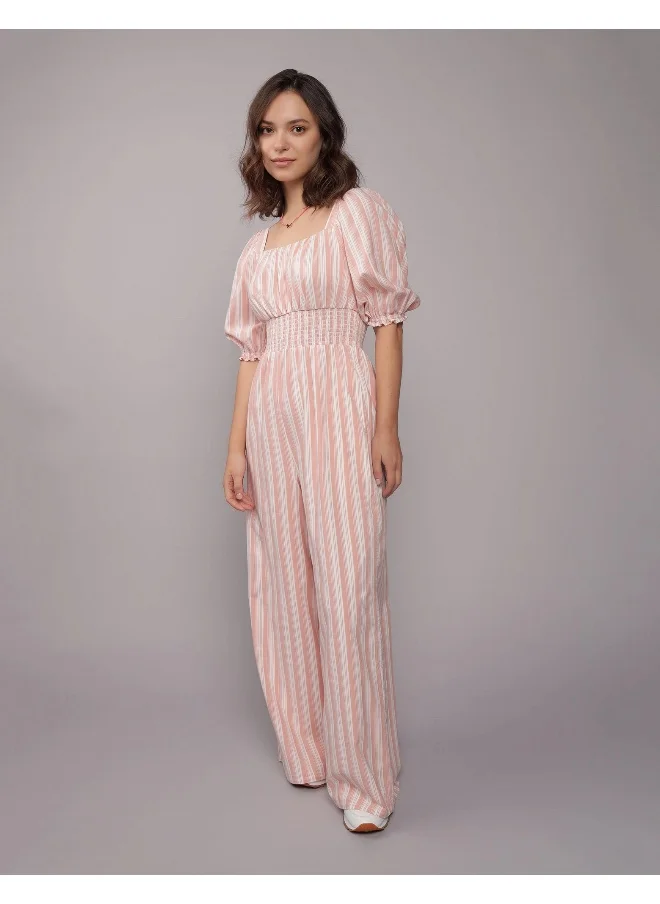 امريكان ايجل Puff Sleeve Wide Leg Jumpsuit