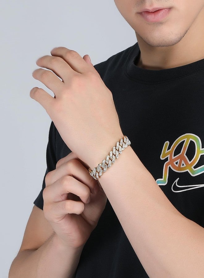 Thrillz Golden Bracelet For Men Women Gold Plated American Diamond Studded Golden Bracelets For Women Girls Men Boys Jewellery - Image 2