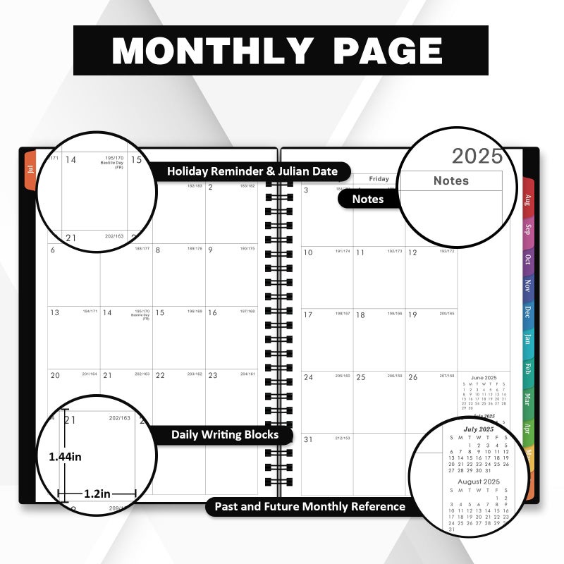 BooQool 2025-2026 Planner - Planner 2025-2026, 2025-2026 Academic Planner Weekly and Monthly with Tabs, July 2025 - June 2026, 6.25" × 8.3", Strong Twin-Wire Binding - Image 3