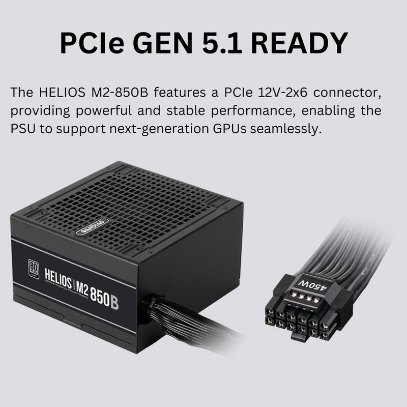 GAMDIAS ATX 3.1 & PCIe 5.1 850W Bronze PSU, 850W Gaming Power Supply, 80+ Bronze ATX Gold 12V Power Supplies for Gaming PC Desktop Computers and Active PFC - Image 3