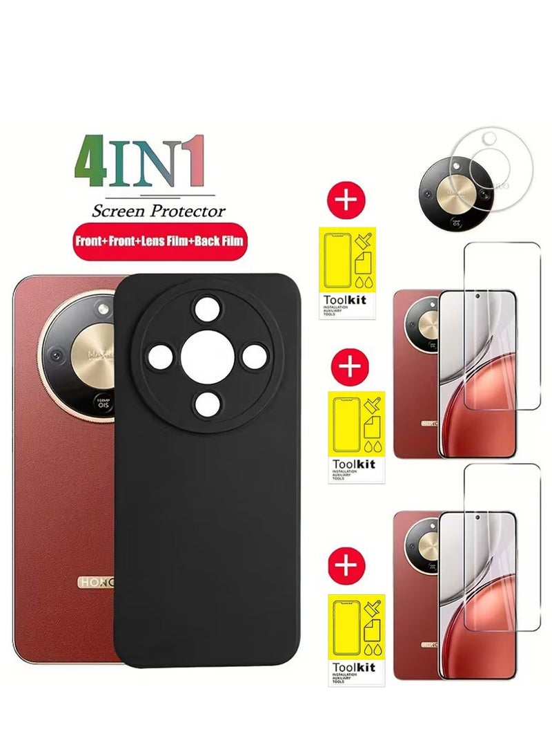 X-level For Honor X9d Case Cover, 4-In-1Protector Including Tempered Glass Screen Protector, Camera Lens Film, Black Case, Anti-Fingerprint,Anti-Scratch,Easy Installation (2+1+1PACK) - Image 1