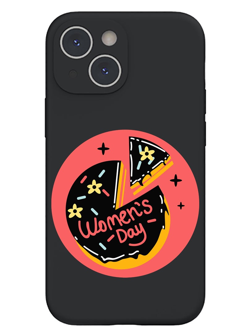 Theodor Protective Slim Fit Case Liquid Silicone Cover with Full Body Protection Anti-Scratch Shockproof Case For iPhone 15 Plus Black - Womens day - Image 1