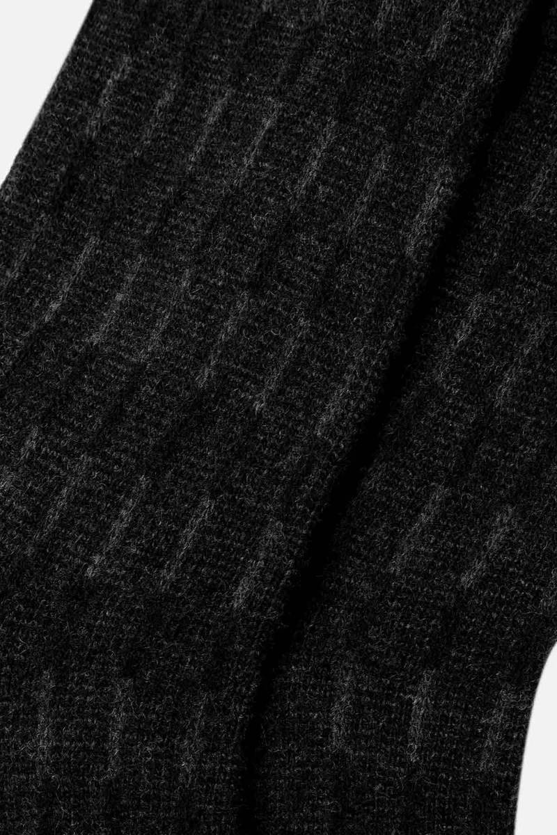 Aytuğ Men's Lambswool (Sheep Wool) Single Black Socks - A-25096-S