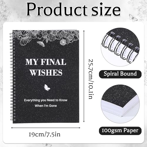 Thboxes My Final Wishes, End of Life Planner Death Spiral Estate Planner Organizer Things You Need Know When I'm Gone Notebook 7.4"x10.1" for Possessions Affairs，Black - Image 2