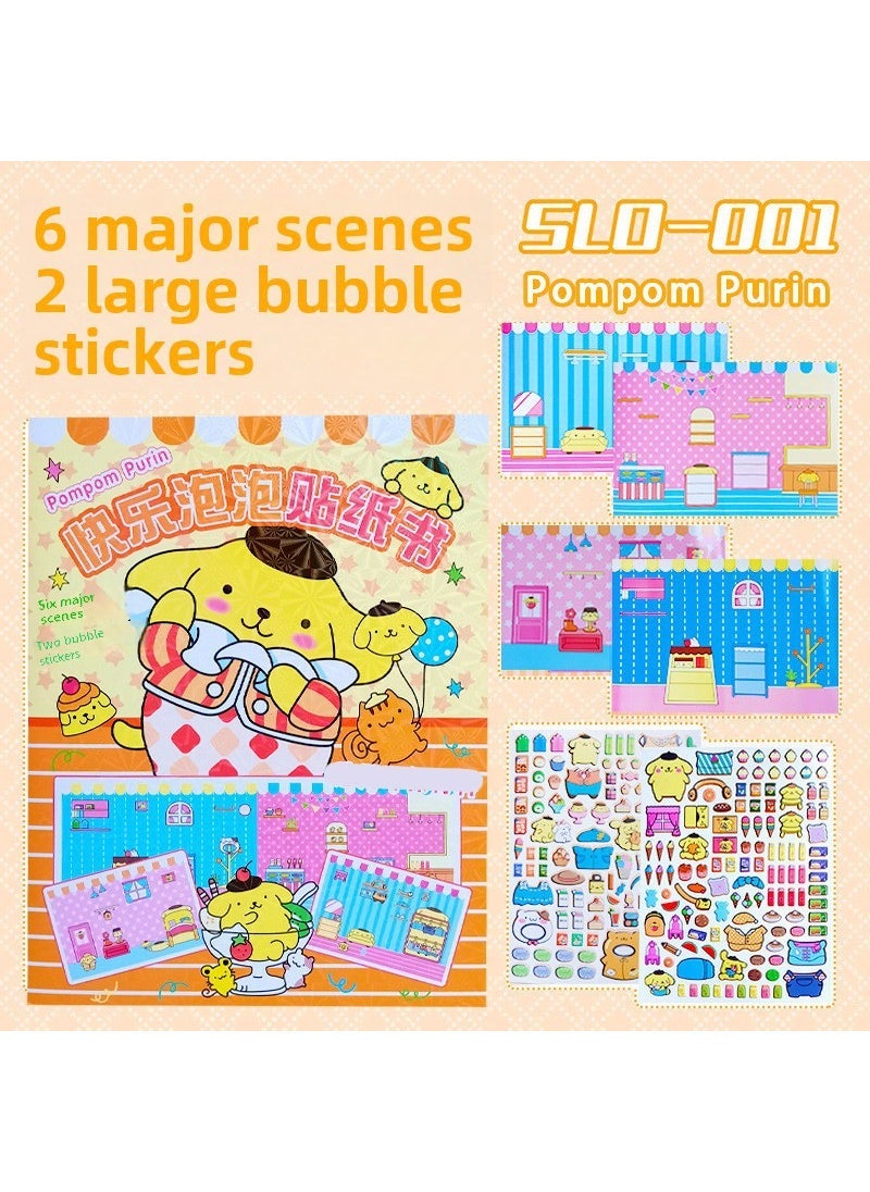 Quiet Book bubble stickers Sanrio series cute girl dress-up sticker book Girl hand-decompressed coolomi [Pudding dog] bubble sticker [Pudding dog] bubble sticker 