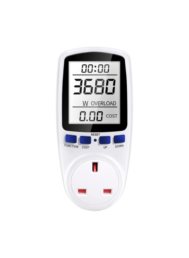 Power Meter Energy Monitor UK Plug, 13A Electricity Usage with LCD Display, Overload Protection kwh Analyzer for Home Appliances  - Image 1