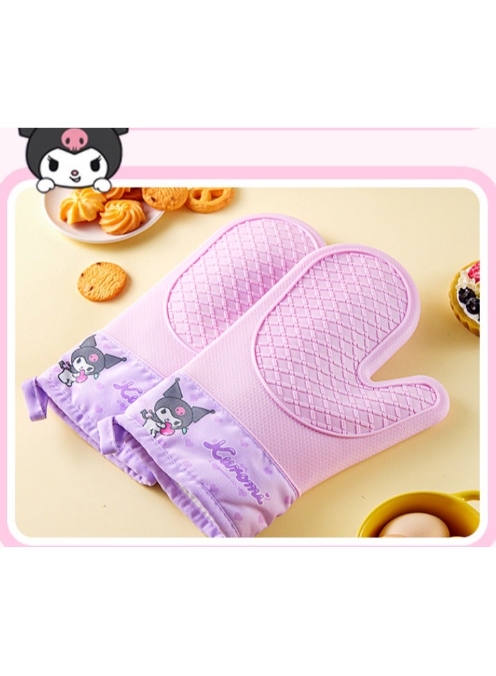 Kuromi Silicone Oven Gloves Extreme Heat Resistant BBQ Gloves Handle Hot Food Right on Your Grill Fryer Pit Waterproof Grilling Cooking Baking Mitts - Image 2