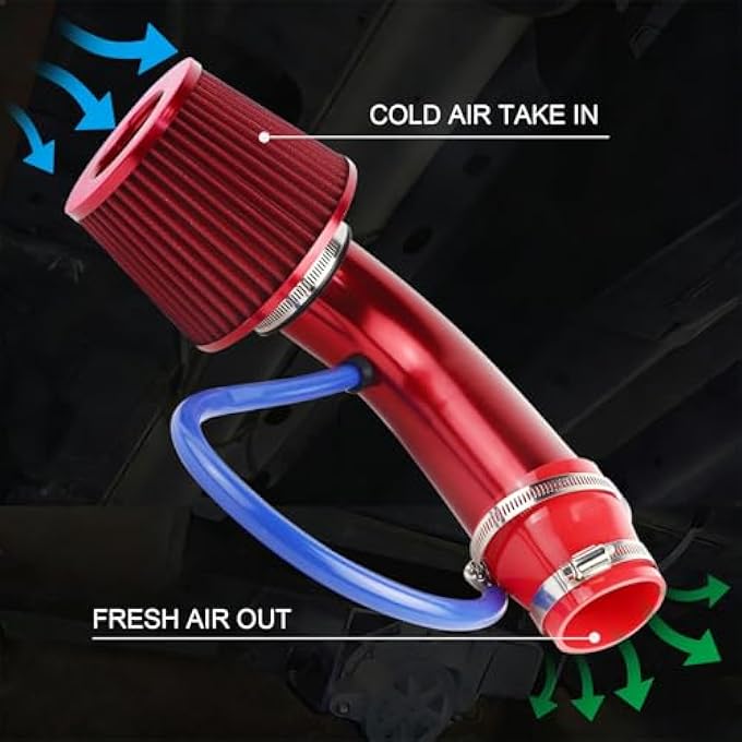 FLYPIG Universal 3 Inch Cold Air Intake Air Filter Kit Pipe Power Flow Hose System For Most Car Auto Truck Accessories - Image 4