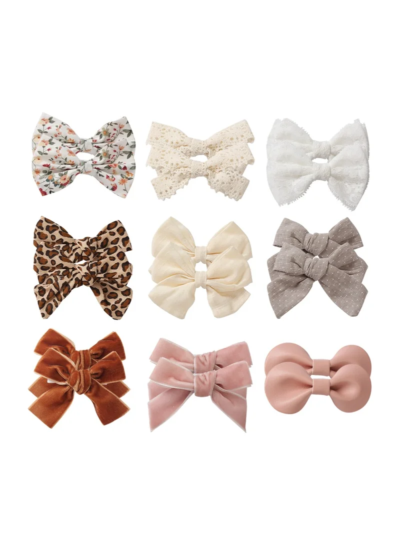 D'Daniela Rana Ribbon Bow Clip Set For Babies and Girls -  Cream & Brown