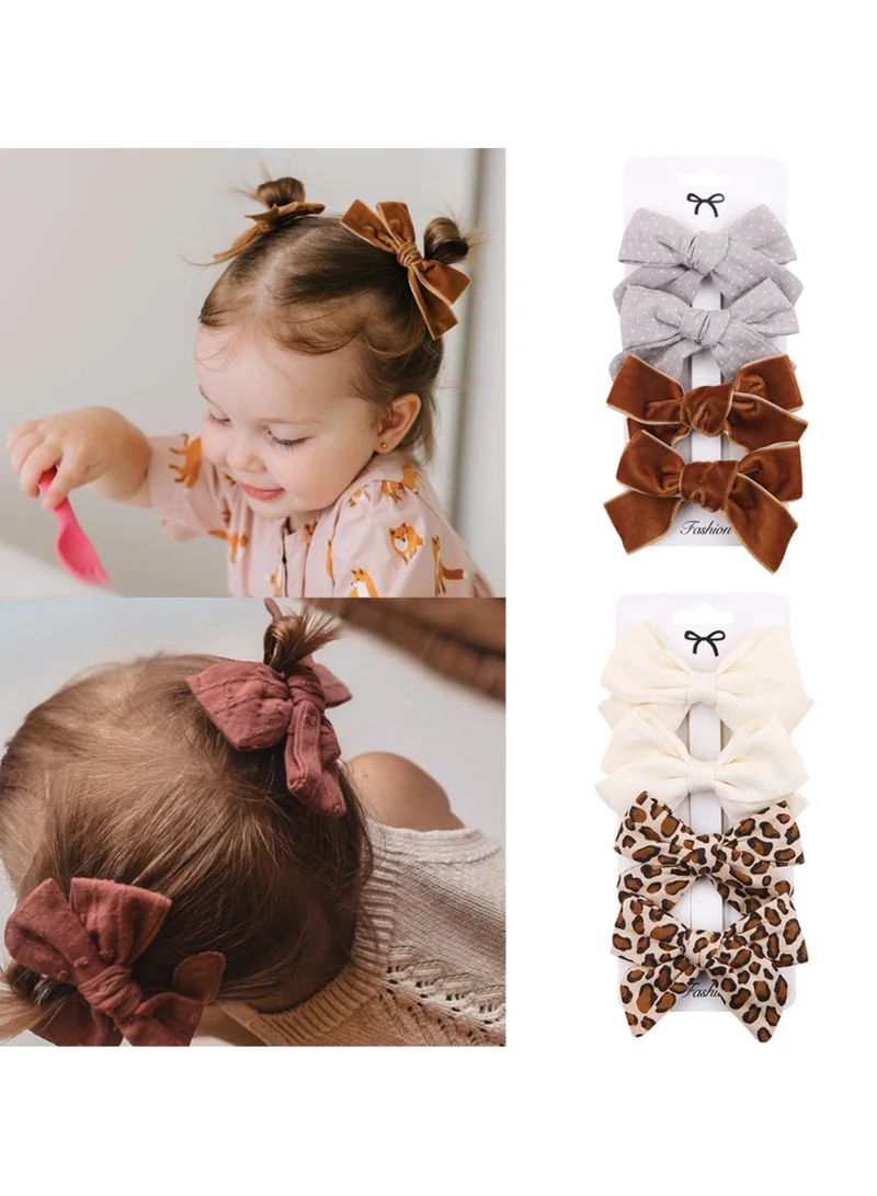 D'Daniela Rana Ribbon Bow Clip Set For Babies and Girls -  Cream & Brown