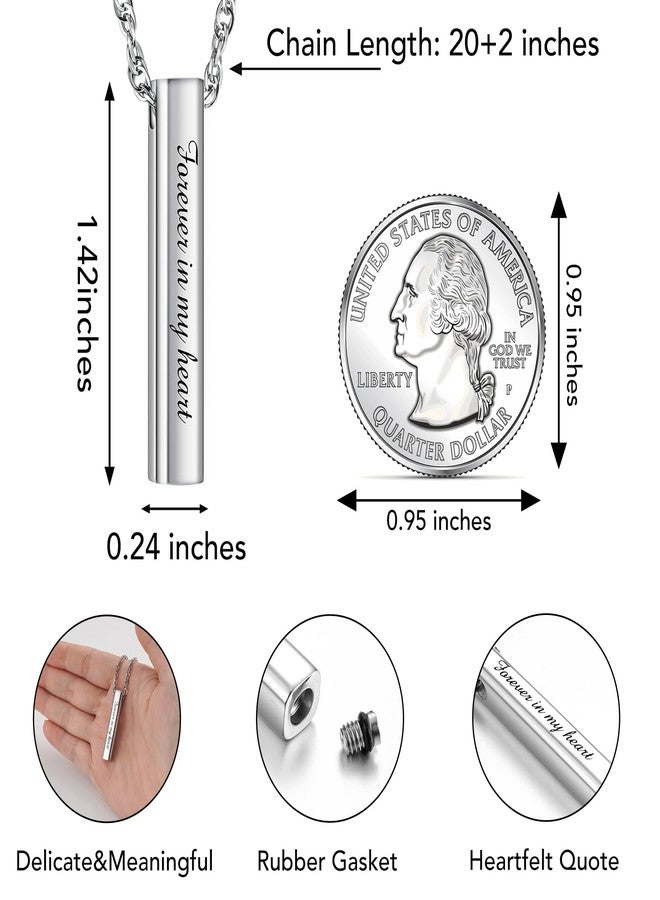 Dletay Urn Necklaces for Ashes Memorial Cremation Necklace Stainless Steel Necklace for Ashes of Loved One Urn Pendant Keepsake Ashes Necklace Jewelry for Women Men -Forever in my heart - Image 2