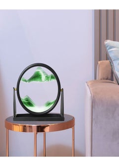 Inder 8" Desktop Moving Flowing Sand Art Picture Frame Hourglass Dynamic 3d Motion Deep Sea Sandscapes Landscapes Glass Painting For Home Office Decoration - Green  - Image 5