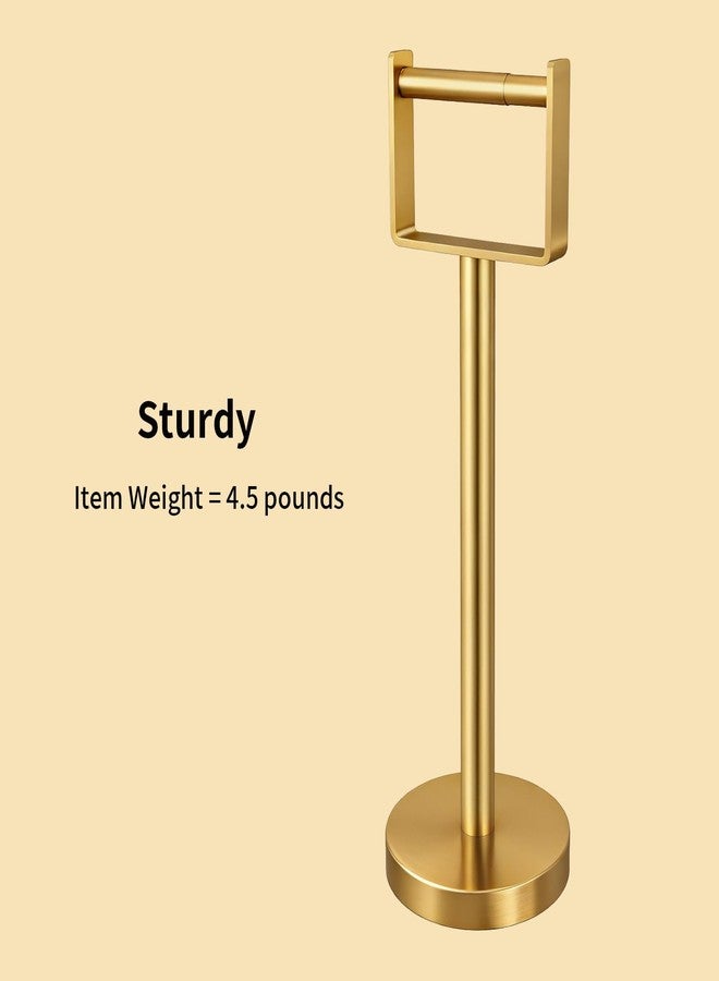 YUMORE Toilet Paper Holder Free Standing, Stainless Steel Toilet Paper Stand, Weighted Base Floor Tissue Roll Holder for Bathroom,Gold 200UP - Image 3