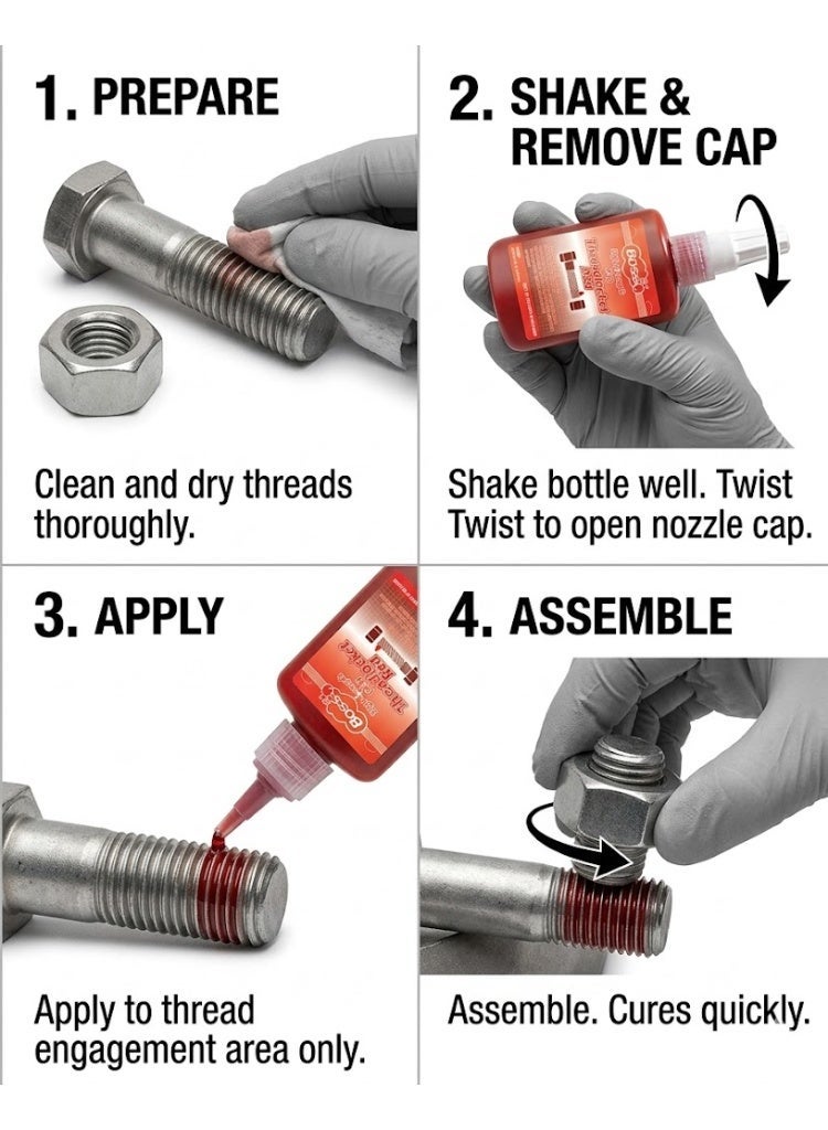 بوسيل BS-8271Threadlocker الأحمر - Image 2