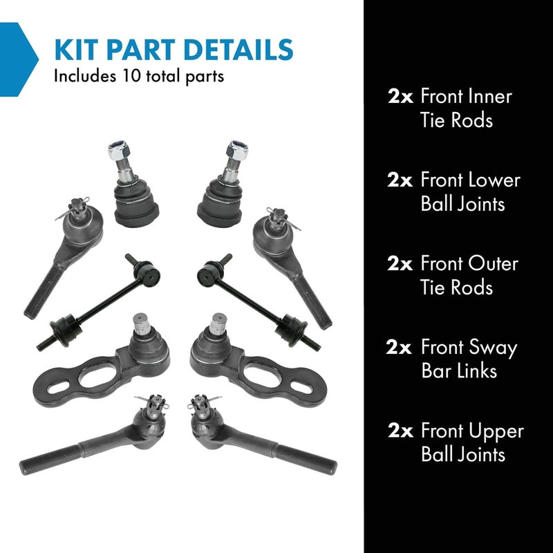 TRQ Front Steering & Suspension Kit Ball Joint Sway Bar Stabilizer Link Tie Rod Compatible with 1998-2002 Ford Crown Victoria Lincoln Town Car Mercury Grand Marquis - Image 2