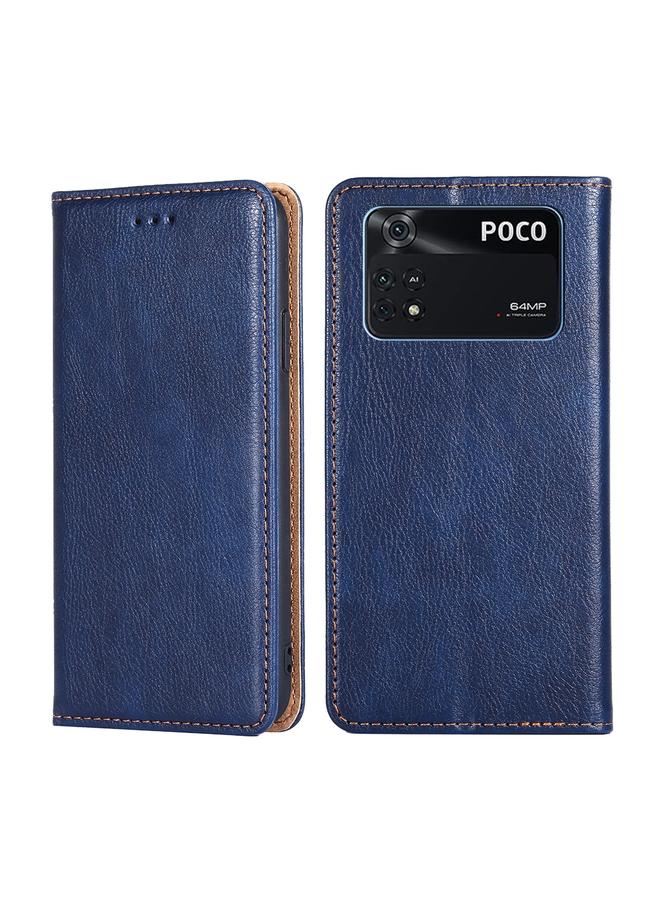 The Bros Case For Xiaomi Poco M4 Pro Gloss Oil Solid Color Magnetic Flip Leather Phone Case