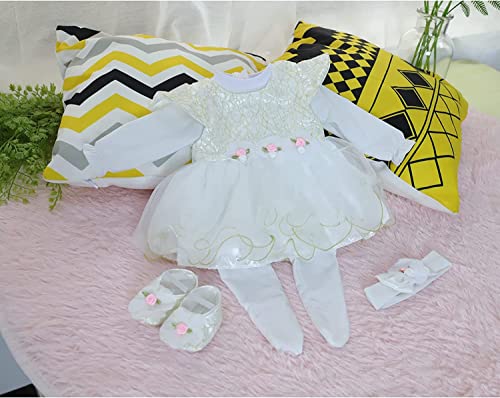 OYESY Reborn Baby Dolls Clothes 20 inch Outfit Accessories Princess Dress 5pcs Set for 1723 Inch Reborn Doll Newborn GirlBoy Clothing SetSuper Cute White Dress 5pcs Set - Image 5