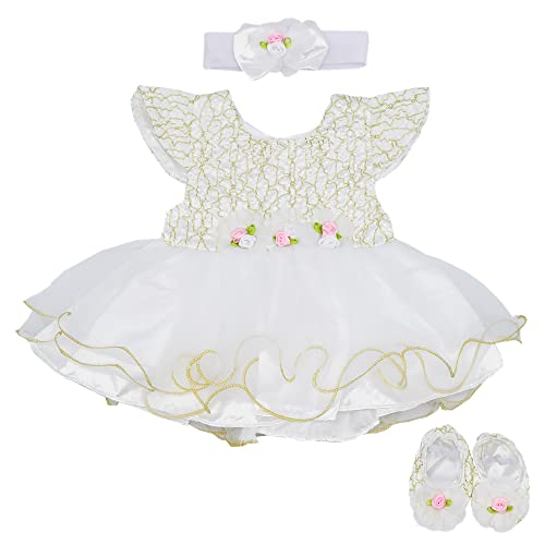 OYESY Reborn Baby Dolls Clothes 20 inch Outfit Accessories Princess Dress 5pcs Set for 1723 Inch Reborn Doll Newborn GirlBoy Clothing SetSuper Cute White Dress 5pcs Set - Image 1