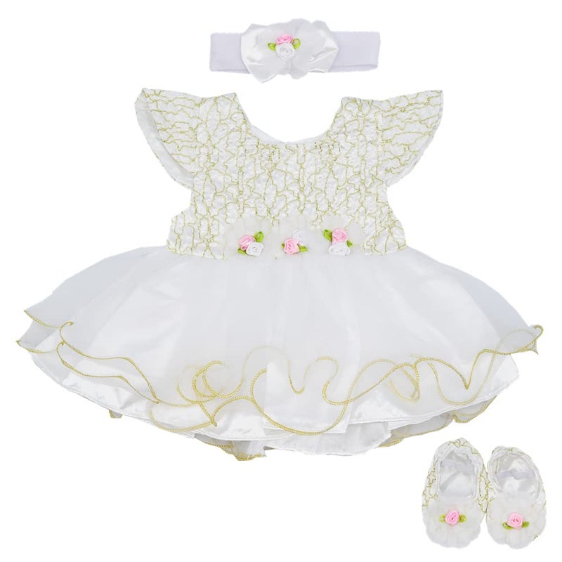 OYESY Reborn Baby Dolls Clothes 20 inch Outfit Accessories Princess Dress 5pcs Set for 1723 Inch Reborn Doll Newborn GirlBoy Clothing SetSuper Cute White Dress 5pcs Set - Image 3