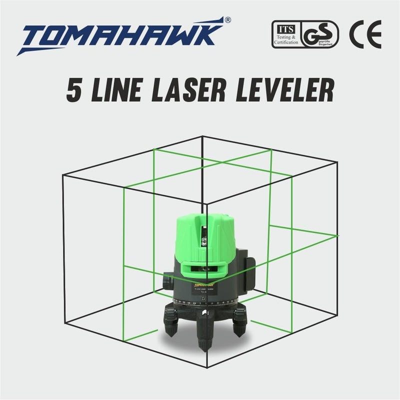 Tomahawk Professtional TLL-B-05-N 5 Lines 3D Horizontal and vertical green laser cross self leveling laser level - Waterproof and Rechargeable - Image 3