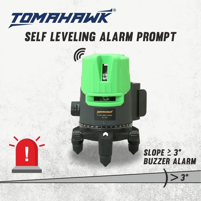 Tomahawk Professtional TLL-B-05-N 5 Lines 3D Horizontal and vertical green laser cross self leveling laser level - Waterproof and Rechargeable - Image 5