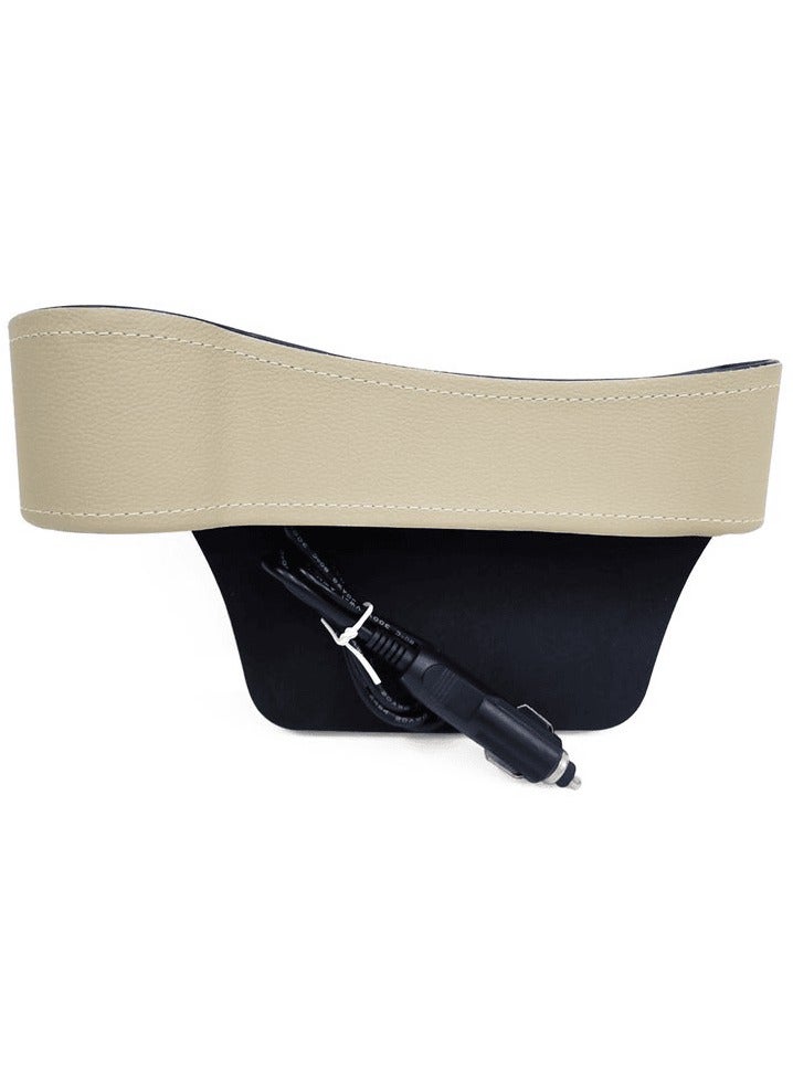 Multifunction Car Seat Pocket Phone Mount Organizer , Car Cup Holder Expander with PU Leather Cover Beige & Black 1 PC - Image 2