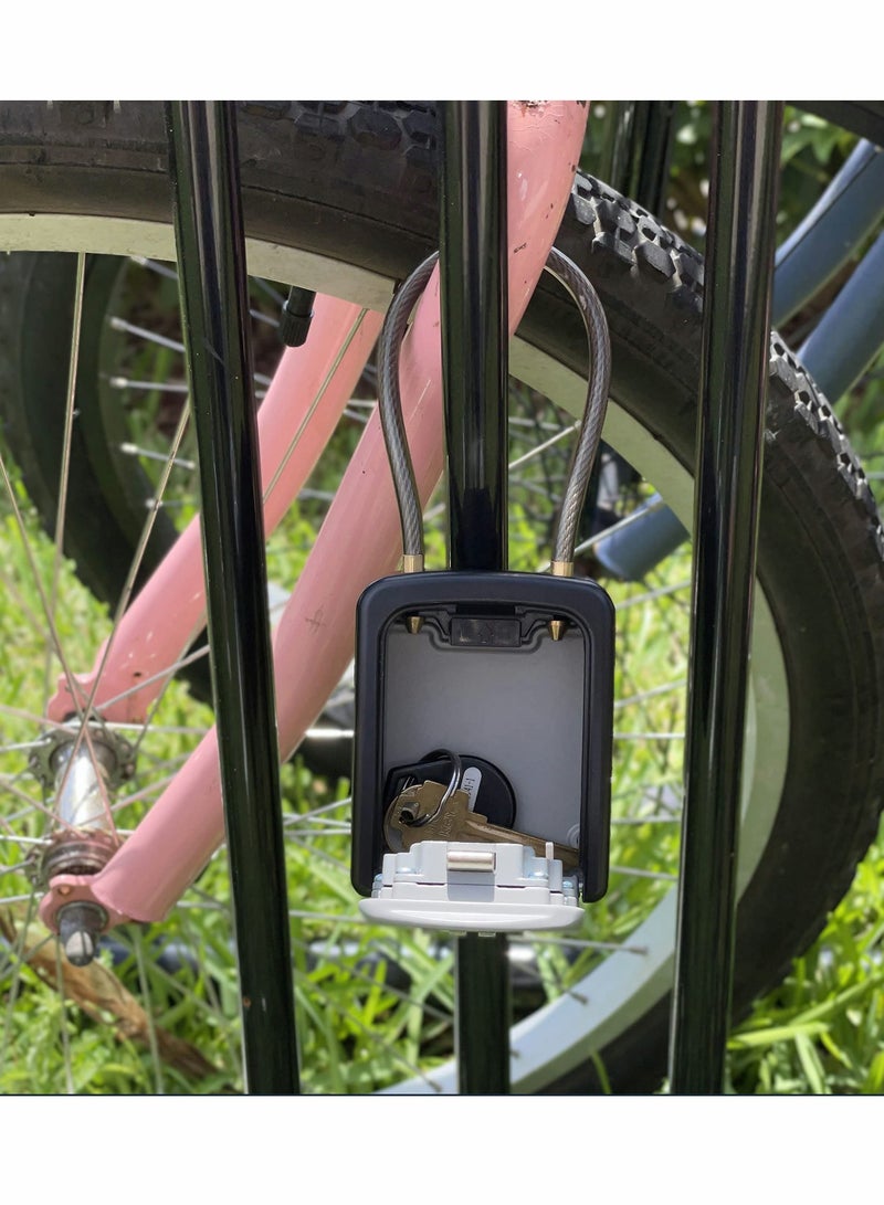 Key Lock Box Portable with Removable Cable Shackle, Indoor Outdoor Waterproof 4 Digit Password Combination with Resettable Code with A B Switch Key Lockbox for Outside Hold Spare Keys for Realtors - Image 4