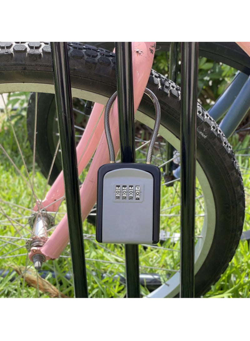 Key Lock Box Portable with Removable Cable Shackle, Indoor Outdoor Waterproof 4 Digit Password Combination with Resettable Code with A B Switch Key Lockbox for Outside Hold Spare Keys for Realtors - Image 3