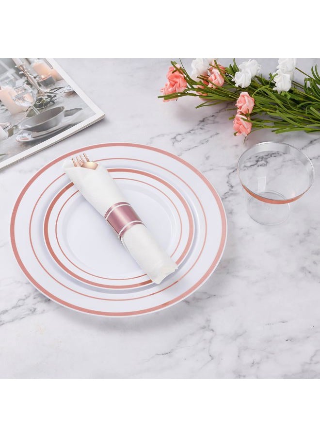 Goodluck 100 Pack Pre Rolled Rose Gold Plastic Silverware, Wrapped Cutlery Set with Napkin Include 100 Forks, 100 Knives, 100 Spoons and 100 Napkins, Fancy Disposable Silverware for Party, Wedding - Image 5