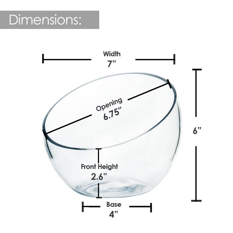 Craft And Party, Slant Cut Bowl Glass, Glass Fish Bowl Vase, 6" Height x 7" Width Fruit Jar, Candy Dish, Clear Terraium, Flower Centerpiece - Image 2