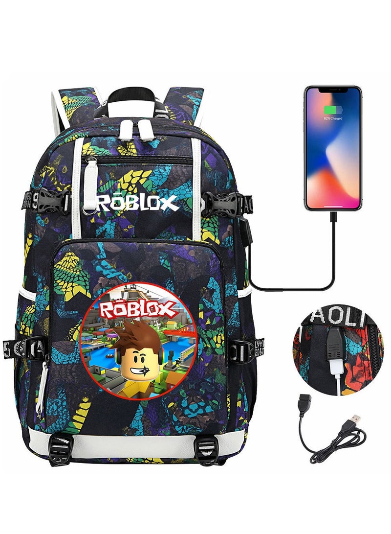 روبلوكس مجموعة حقيبة ظهر بقفل كلمة مرور USB هزلية مكونة من ثلاث قطع